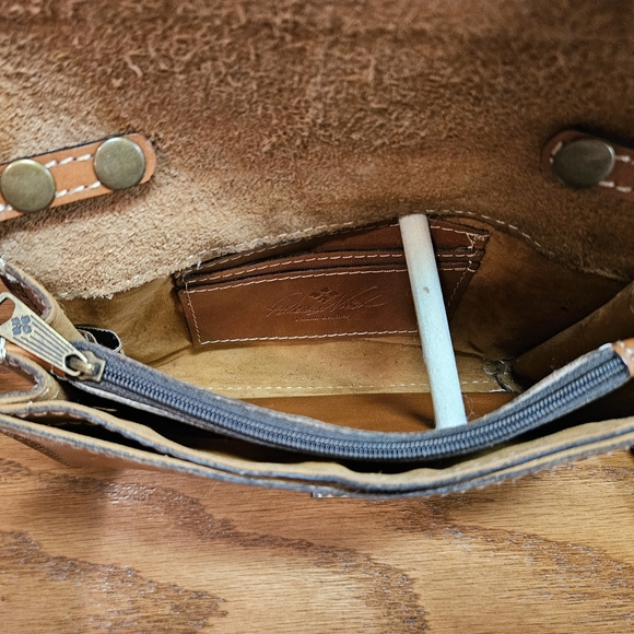 EUC Patricia Nash Tori Map Print Tan Leather Crossbody Bag - Picture 10 of 12